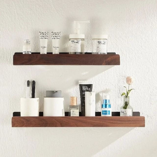 Wood Bathroom Wall Shelf, view 8