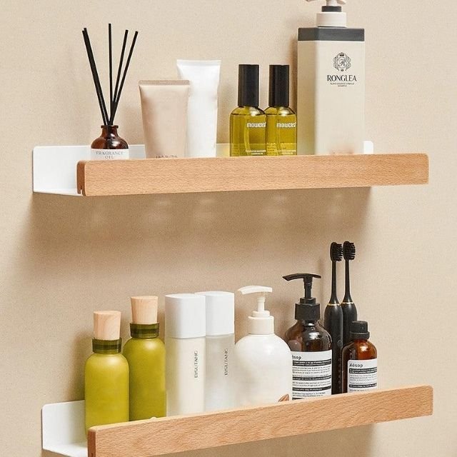 Wood Bathroom Wall Shelf, view 9