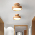 Semi Flush Mount Ceiling Light in natural wood