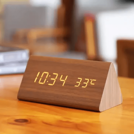 Wood Look LED Digital Clock, view 1