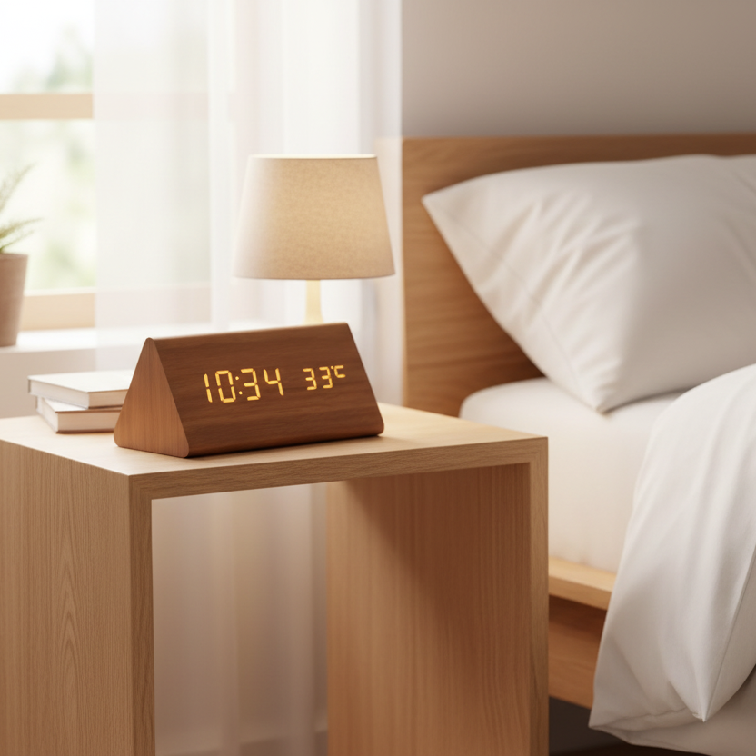 Wood Look LED Digital Clock, view 3