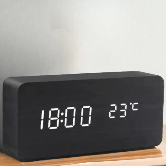 Wood Look LED Digital Clock, view 4