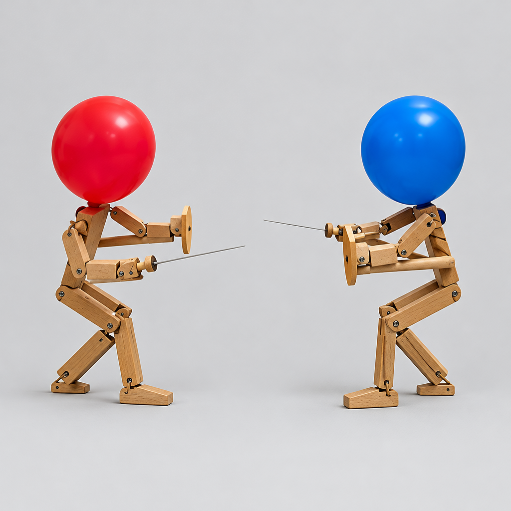 Balloon Battle Puppet Game, product photo on a light grey background