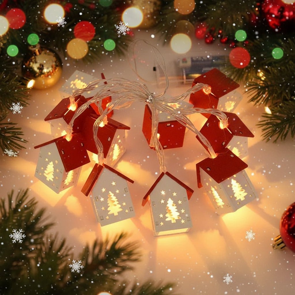 Wooden LED Christmas House Light, view 1