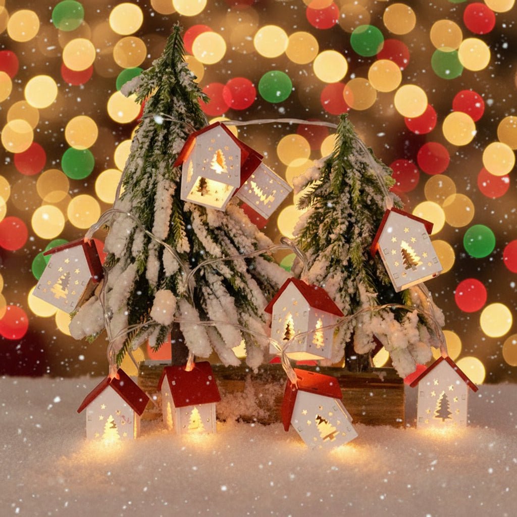 Wooden LED Christmas House Light, view 3