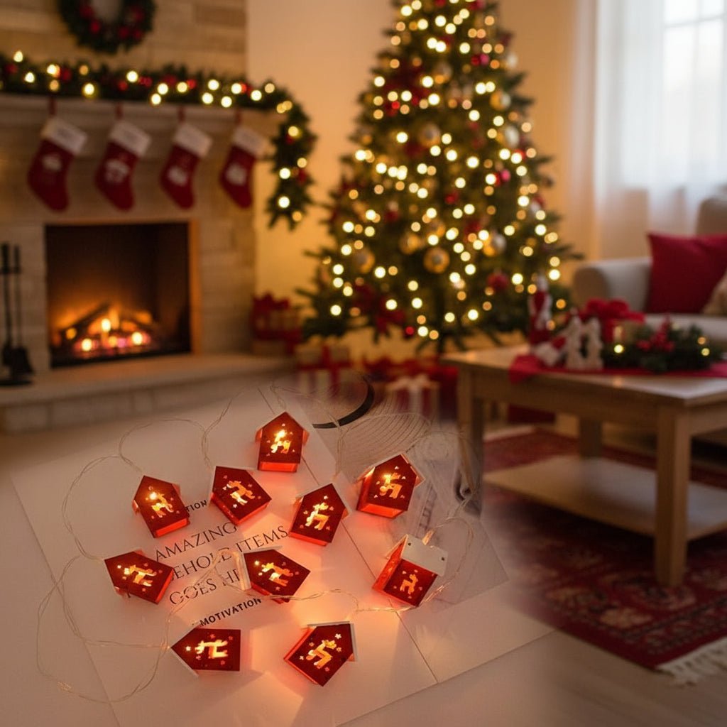 Wooden LED Christmas House Light, view 4