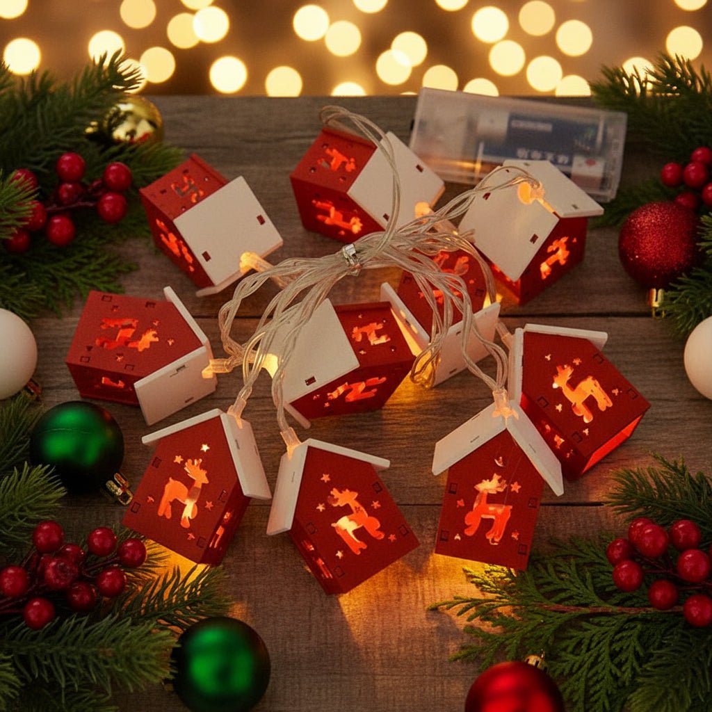 Wooden LED Christmas House Light, view 6
