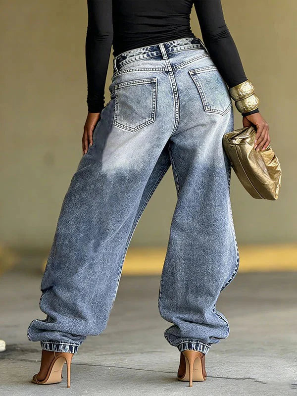 Zip Pocket Wrap Panel Jeans, view 3